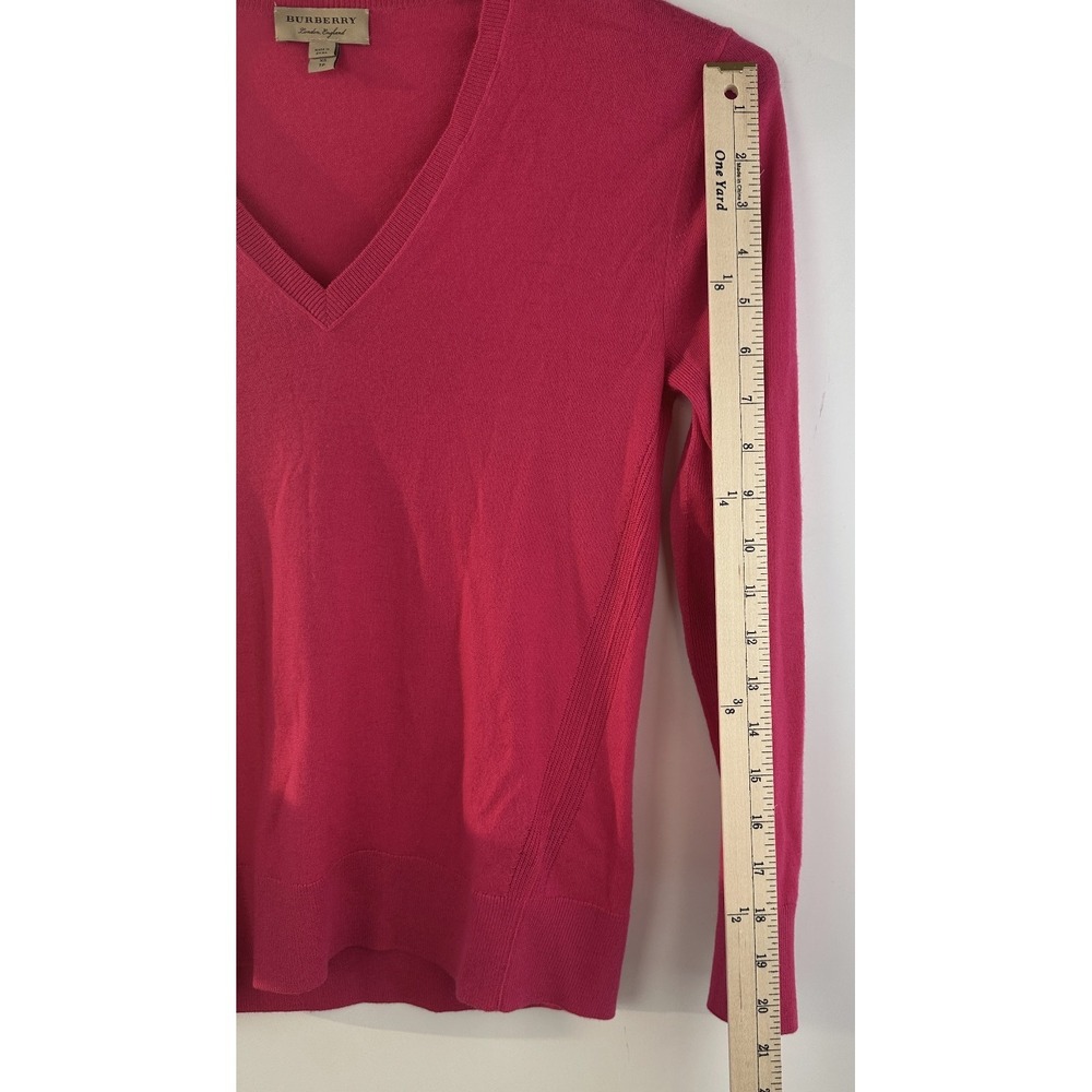 Burberry London Cashmere Sweater Pink Nova Check Elbow Patch XS Luxury Designer - Picture 11 of 16